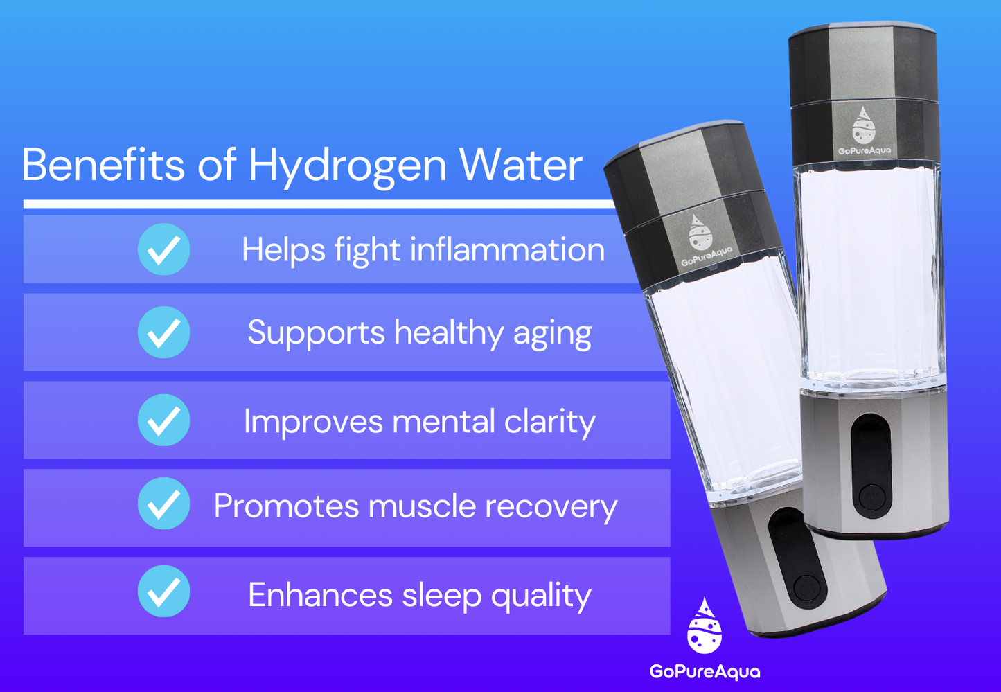 GoPureAqua Hydrogen Water Bottle